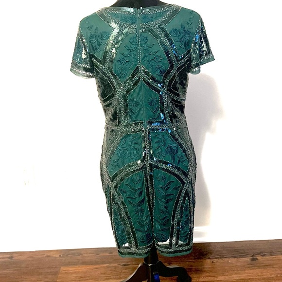 Lulu's Dark Green Embellished Mini Dress - Picture 2 of 4